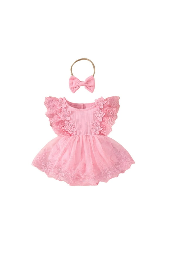 Dresses for Girls 8-10, 4th of July Girls Ruffle Dresses Toddler Baby Mesh Crew Neck Sleeveless Independence Day Pleated A-Line Casual Sundress with Bowknot, By-43, Pinks, Newborn