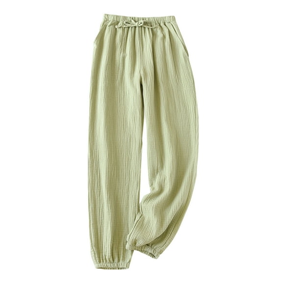 LLYwey Dressy Pants For Women Women's Solid Color Home Pants Are Comfortable, Soft, Elastic Waist Elastic, and Pajama Pants Scrub Pants Female Long Pant Style H1014 Green-2 XL