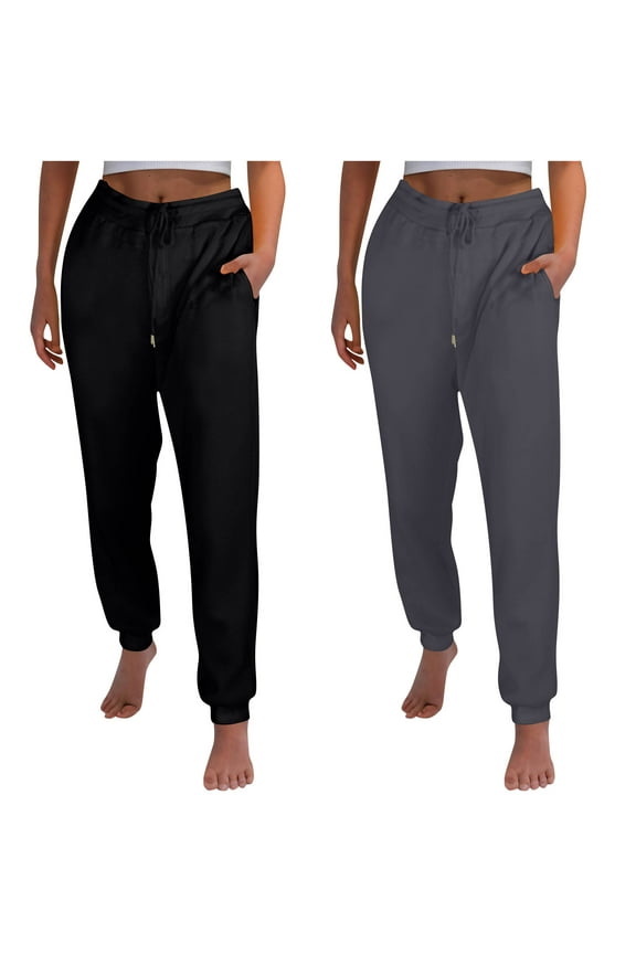 Fleece Joggers for Women Ladies Casual Trousers Fleece Lined Pants Thick Solid Color Plus Size Running Sports Pants New Winter Pants Black S
