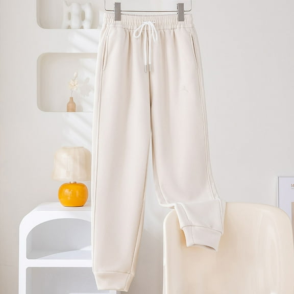 LLYwey Fleece Lined Hiking Pants Women s Ladies Windproof Leggings with Thickened Casual Outdoor Loose Fitting Sports Pants New Winter Pants White XXL