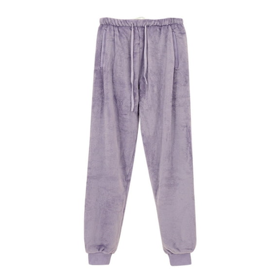 LLYwey Fleece Sweatpants Women Fashion Ladies Solid Color High Waist Sweatshirt Home Long Pants New Winter Pants Purples M