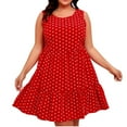 thumbnail image 1 of LLYwey Flowy Tank Dresses - Womens Plus Size Ruffle Midi Dresses - Summer Casual Sleeveless Vintage Polka Dots A-Line Beach Vacation Sundress, I-50, Red, XXL, 1 of 6