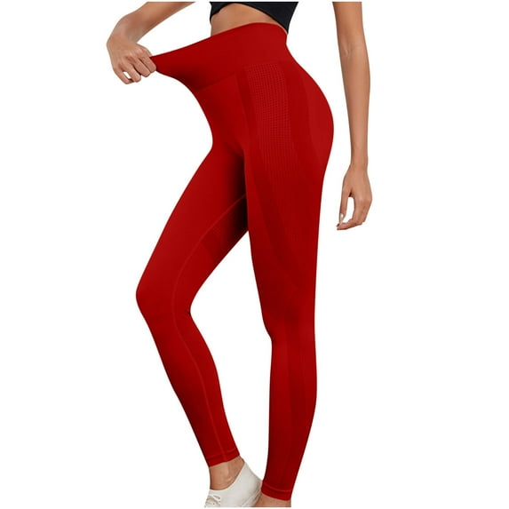 LLYwey Full Length Pants Women's Casual Fashion Bodybuilding Run Yoga Solid Striped Pants Plus Size Cargo Pants Female Long Pant Style H313 Red L