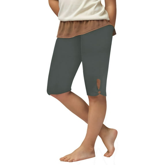 LLYwey Girls' Bike Shorts - Summer High Waisted Athletic Shorts for Girls - Toddler Kids Solid Color Workout Running Yoga Shorts Leggings Elastic Waist Pull on Short Pants , New - MD22, Dark Gray, 3T