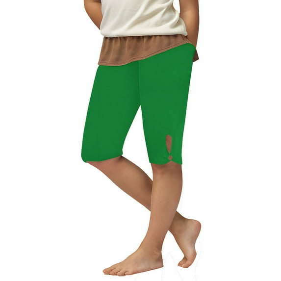 LLYwey Girls' Bike Shorts - Summer High Waisted Athletic Shorts for Girls - Toddler Kids Solid Color Workout Running Yoga Shorts Leggings Elastic Waist Pull on Short Pants , New - MD22, Green, 3T