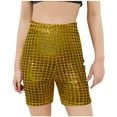 thumbnail image 1 of LLYwey Girls Biker Shorts, Toddler Dance Shorts for Gymnastics, Kids Glitter High Waisted Athletic Short Pants, New-Md47, Gold, 9T, 1 of 3