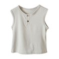 thumbnail image 1 of LLYwey Girls Button up Tank Tops, Toddler Round Neck Sleeveless Tees Shirts, Kids Solid Color Summer Tanks Cotton Undershirt, T-87, Green, 6T, 1 of 5