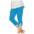 thumbnail image 1 of LLYwey Girls Capris Leggings - Kids Dance Workout Running Yoga Cropped Pants - Teen Girls Stretchy Elastic High Waisted Pull on Capris Pants, Style-37, Blue, 6T, 1 of 8