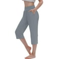 thumbnail image 1 of LLYwey Girls Capris for Summer Seamless High Waisted Pull on Wide Leg Pants with Pockets Solid C, New-Md93, Dark Gray, 8T, 1 of 8