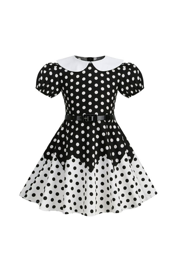 Girls Casual Dresses, Girls Ruffle Sleeve Dance Dress Glitter Wrap Skirted Leotard Round Short Sleeve Romper Dresses, By-43, Black, 6T