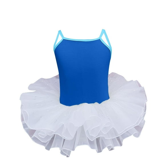 LLYwey Girls Dance Leotards with Skirt, Toddler Gymnastics Skirted Leotards, Girls Spaghetti Strap Sleeveless Cami Bodysuit, T-8, Dark Blue, 3T