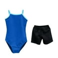 thumbnail image 1 of LLYwey Girls Dance Outfits, Girls Spaghetti Strap Sleeveless Cami Bodysuit and Shorts Sets Toddler Dance Leotards with Shorts 2 Piece Outfit Sets, T-10, Dark Blue, 3T, 1 of 1