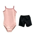 thumbnail image 1 of LLYwey Girls Dance Outfits, Girls Spaghetti Strap Sleeveless Cami Bodysuit and Shorts Sets Toddler Dance Leotards with Shorts 2 Piece Outfit Sets, T-10, Pinks, 7T, 1 of 3