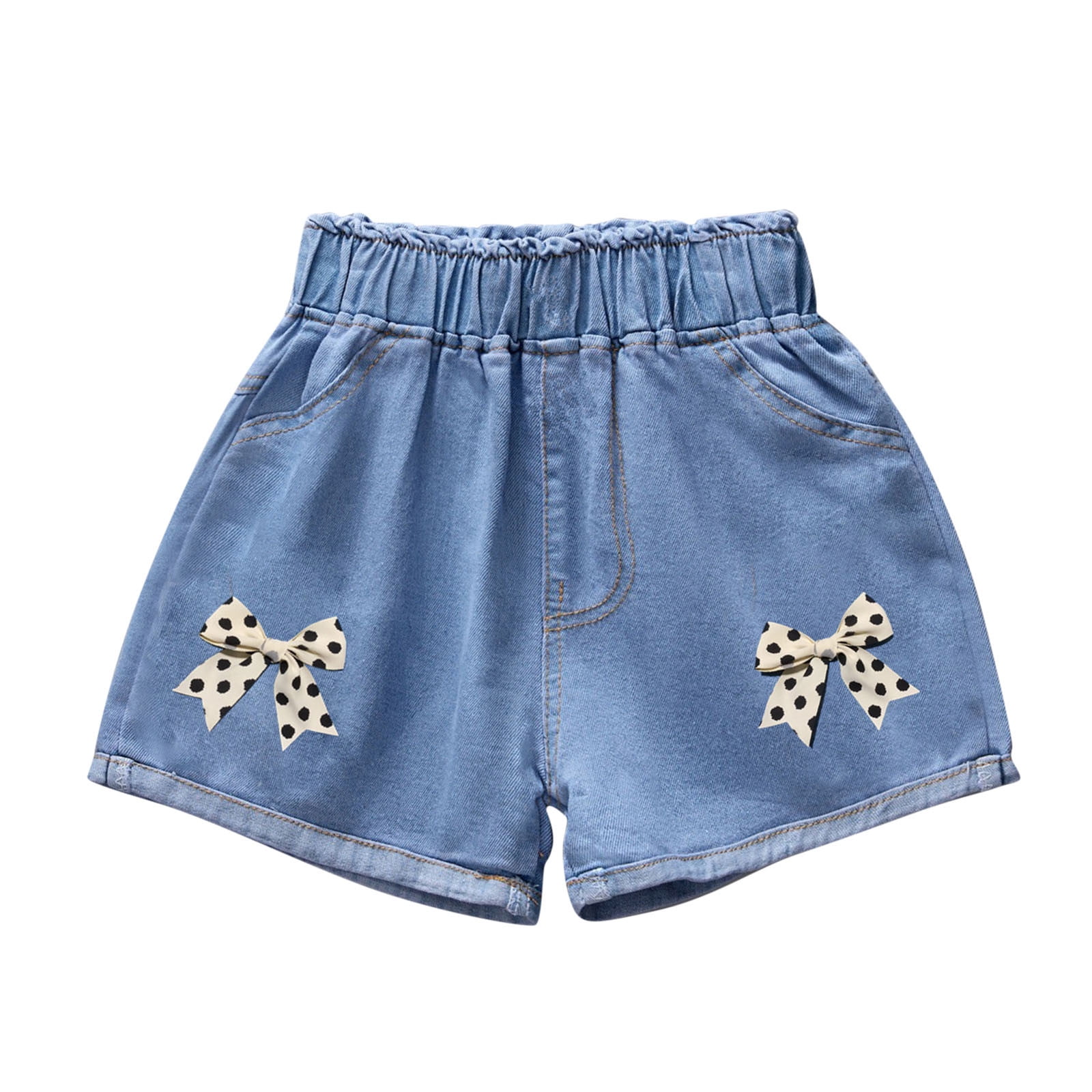 LLYwey Girls Elastic Jeans Shorts - Toddler Girls Denim Shorts No
