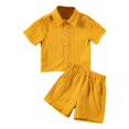 thumbnail image 1 of LLYwey Girls' Short Sets , Girls 2 Piece Matching Set , Toddler Short Sleeve Button up Shirt and Shorts Summer Outfits, New-25, Yellow, 1T, 1 of 7