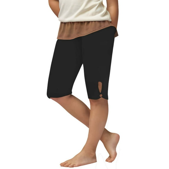 LLYwey Girls Shorts Leggings, Athletic Shorts for Toddler Kids Workout Running Yoga Shorts Leggings Trendy Side Keyhole Under Dress Dance Bike Shorts, New - MD20, Black, 8T
