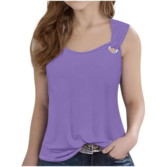LLYwey Girls Tank Tops - Trendy Sleeveless Shirts O Ring Shoulder Spring Summer Casual Beach Tanks, T-1, Purples, 5T