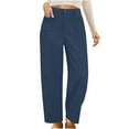 thumbnail image 1 of LLYwey Insulated Leggings for Women Ladies Casual Solid Pocket High Waist Straight Leg Pants Casual Pants Corduroy High Waist Wide Leg Casual Pant New Winter Pants Blue L, 1 of 9