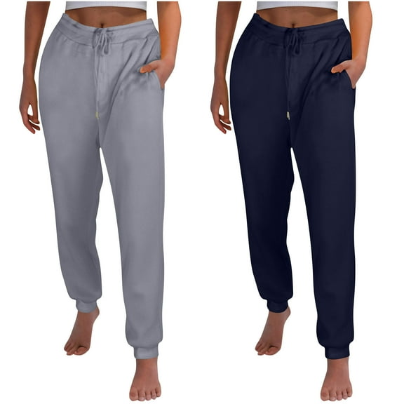LLYwey Insulated Leggings for Women s Ladies Casual Trousers Fleece Lined Pants Thick Solid Color Plus Size Running Sports Pants New Winter Pants Navy M