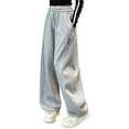 thumbnail image 1 of LLYwey Kids Wide Legs Sweatpants, Toddler Boys Girls Drawstring Elastic Waist Track Pants Casual Straight Leg Loose Trousers with Pocket, Gray, 13T, 1 of 9