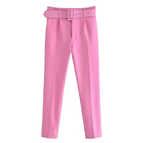 LLYwey Ladies Capris Pants Women's Fashion Casual Spring Summer Full Length Pants Jogger Pants Female Long Pant Style H2346 Pinks XS