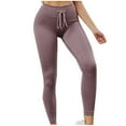 thumbnail image 1 of LLYwey Light Weight Pants For Women Women Solid Color Casual Sports High Waist Drawstring Pants Linen Cargo Pants Female Long Pant Style H1515 Purples L, 1 of 4