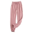 thumbnail image 1 of LLYwey Lightweight Sweatpants Women Women's Solid Color Home Pants Are Comfortable, Soft, Elastic Waist Elastic, and Pajama Pants Pants Female Work Casual Long Pant Style H1014 Pinks L, 1 of 3