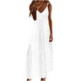 thumbnail image 1 of LLYwey Maxi Dresses for Women 2025 Formal Spaghetti Strap Sleeveless V-Neck Eyelet Long Dresses Solid Color Wedding Guest Evening Gown, I-43, White, XXL, 1 of 6