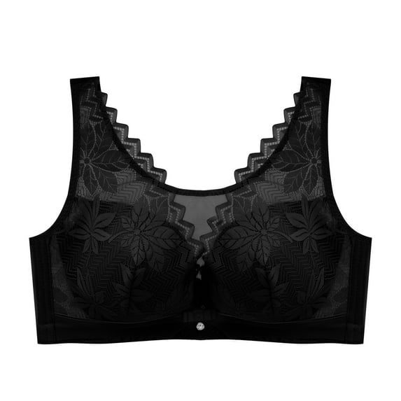 LLYwey No Metal Bras for Women Women's Lace Underwear Large No Underwire Push up Breathable Beautiful Back Daily Bra Big & Tall Size Cotton Sport Bra Style LW-5 Black XXL