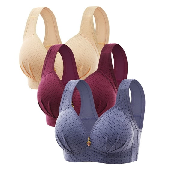 LLYwey Padded Bralette Woman's Embroidered Seamless Comfortable Breathable Bra Underwear No Underwire Big & Tall Size Nylon Racerback Bra Style LW-106 Blue 40