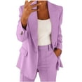 thumbnail image 1 of LLYwey Pants Suits for Women Dressy Plus Size Blazers Set Long Sleeve Notch Lapel Office Work Blazer Pants Set Business Casual V Neck Button Matching Sets Purples XXL, 1 of 5