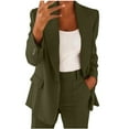thumbnail image 1 of LLYwey Pants Suits for Women Dressy Plus Size Blazers Set Long Sleeve Notch Lapel Office Work Blazer Pants Set Business Casual V Neck Button Matching Sets Green-1 XL, 1 of 5