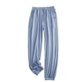 thumbnail image 1 of LLYwey Pants For Women Work Casual Women's Fashion Sport Relaxed Loose Elastic Waist Long Sweatpants Solid Color Bound Feet Wide Leg Pants Female Long Pant Style H504 Blue XL, 1 of 9