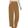 thumbnail image 1 of LLYwey Plaid Pants for Women Ladies Casual Solid Pocket High Waist Straight Leg Pants Casual Pants Corduroy High Waist Flared Wide Leg Pant New Full Length Pants Trousers Regular Fitted Coffee XXL, 1 of 9