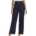 thumbnail image 1 of LLYwey Plus Size Pants For Curvy Women Women's Zippered Mid Waist Slightly Stretch Straight Slim Casual Trousers Wide Leg Yoga Pants Long Pant Style H860 Navy XXL, 1 of 5