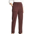thumbnail image 1 of LLYwey Plus Size Pants Women's Solid Pocket Corduroy Pants Female Pants Long Pant Style H122 Wine L, 1 of 5
