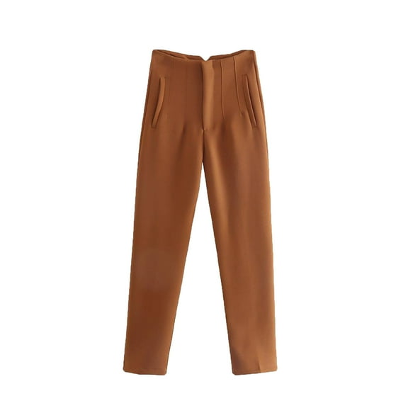 LLYwey Plus Size Wide Leg Pants For Women Women's Fashion Solid Color Pendant High Waist Straight Leg Casual Suit Pants Drawstring Pants Female Long Pant Style H1331 Brown L