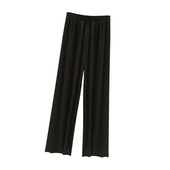 LLYwey Pull On Dress Pants For Women Women's Fashion Sport Relaxed Loose Elastic Waist Long Sweatpants Solid Color Bound Feet Pajama Pants Female Long Pant Style H476 Black XXL