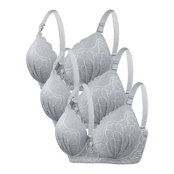 LLYwey Push up Bra Wireless Women's Solid Color Underwire Oversized Push up Underwear Daily Bra Women's Plus Size Nylon T-Shirt Bra Style LW-127 Gray L