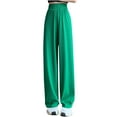 thumbnail image 1 of LLYwey Plus Size Cargo Pants Ladies Ice Silk Lightweight and Loose High Waisted Straight Leg Wide Leg Floor Length Pants New Full Length Pants Trousers Regular Fitted Green XXL, 1 of 4