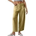 thumbnail image 1 of LLYwey on Sale Clearance Women Work Pants Ladies Fall Solid Color Mid-Waist Double Button Casual Pants with Pocket New Full Length Pants Trousers Regular Fitted Khaki XL, 1 of 6