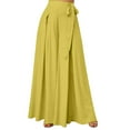 thumbnail image 1 of LLYwey Women's Casual Pants Ladies Lace up Loose Casual Plus Size Ladies High Waisted Wide Leg Pants New Full Length Pants Trousers Regular Fitted Yellow XXL, 1 of 6