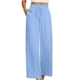 thumbnail image 1 of LLYwey s Cargo Sweatpants for Women Fashion Ladies Casual Solid Color Loose Pants Straight Wide Leg Trousers Pants New Full Length Pants Regular Fitted Blue L, 1 of 6
