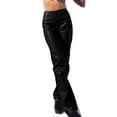 thumbnail image 1 of LLYwey Sales Clearance Pajama Pants Women Ladies New Versatile High Waisted Straight Leg Leather Pants with Casual Pockets Retro Leg Pants New Full Length Pants Trousers Regular Fitted Black S, 1 of 7