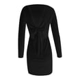 thumbnail image 1 of LLYwey s Plus Size Wedding Guest Dresses for Women Fashion Color Slim Back Bow Tie Casual Long Sleeve Dress New Casual Dresses Black L, 1 of 8