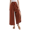 thumbnail image 1 of LLYwey Scrub Pants for Women Ladies Solid High Waist Print Pants Wide Leg Pants Casual Loose Pants New Full Length Pants Trousers Regular Fitted Brown XXL, 1 of 5