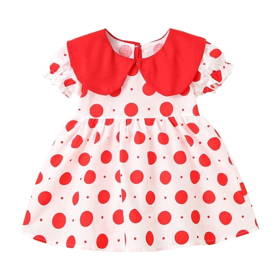 LLYwey School Dance Dresses for Girls 12-14, Girls Shirt Dresses Casual Summer Short Sleeve Button up Collared Knee Length Evening Party Sundress, By-43, Red, 6 Months