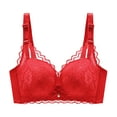 thumbnail image 1 of LLYwey Sleep Bras Fashion Women Solid Color Underwire Lace Cotton Pad Push up Daily Bra Women Size Polyester Bralette Bra Style LW-187 Red XL, 1 of 2