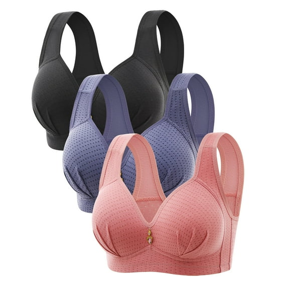 LLYwey Sports Bras for Plus Size Women Woman's Embroidered Seamless Comfortable Breathable Bra Underwear No Underwire Women Size Nylon Seamless Bra Style LW-107 Blue 36