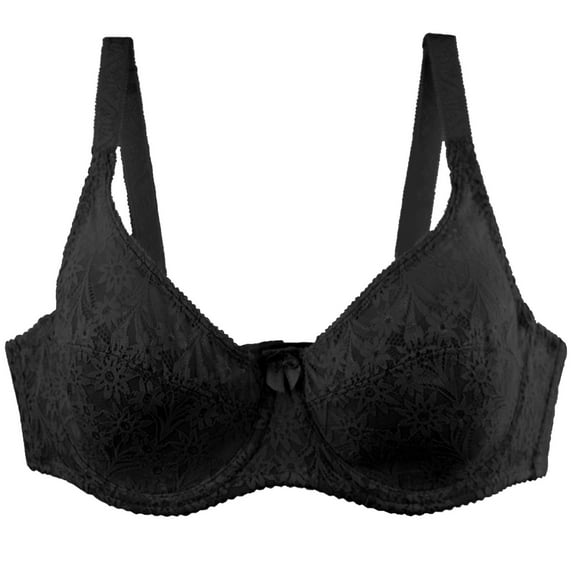 LLYwey Sports Bras for Running Discounts Woman's Printed Push up Bras Plus Size Daily Bra Underwear No Underwire Women Size Nylon Bralette Bra Style LW-247 Black 3XL